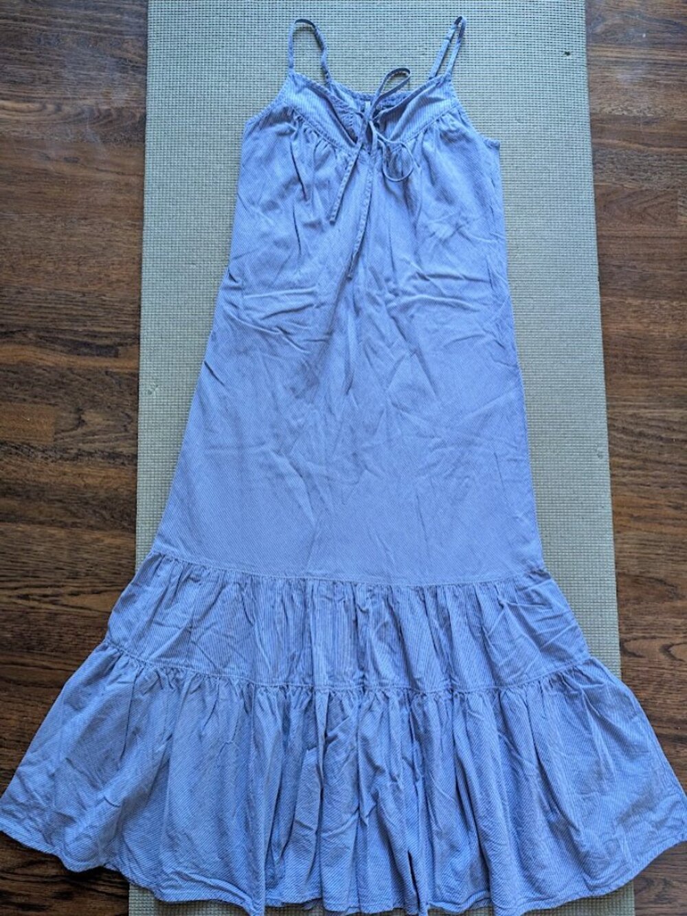 GAP 100% Cotton Blue Stripes Ruffle Hem Lightweight Lined Maxi Dress Size:XS - Picture 5 of 13